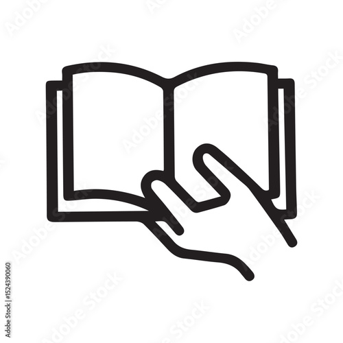 Open Book with a Hand Turning Page Symbol of Education Knowledge