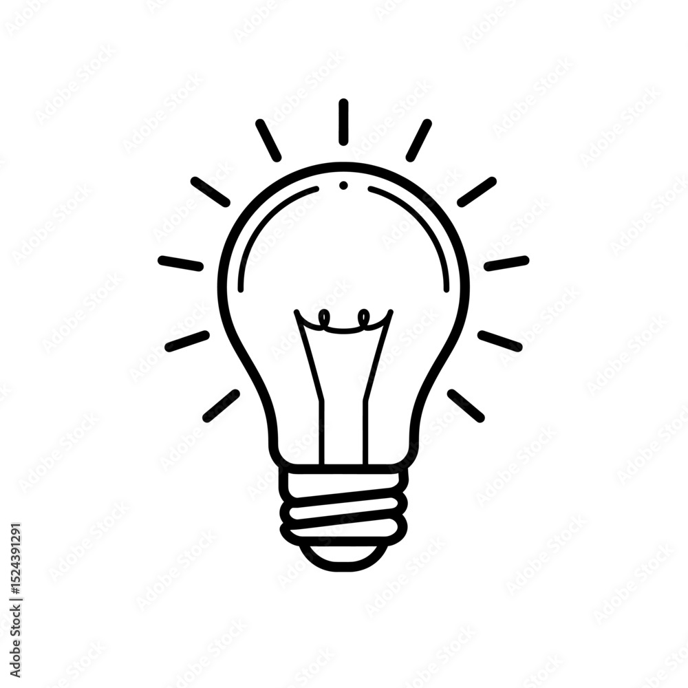 Idea Lightbulb Icon Black Line Art Standard Bulb Outline Showcasing Emanating Rays For Innovation Or Creativity Symbol Idea Lightbulb Icon Black Line Art Standard Bulb Outline Showcasing Emanating Rays For Innovation Or Creativity Symbol