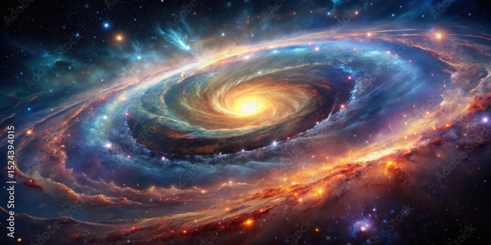 Obraz premium Swirling Cosmic Nebula with Glittering Stardust in Deep Space, astronomy, galaxy, astronomy