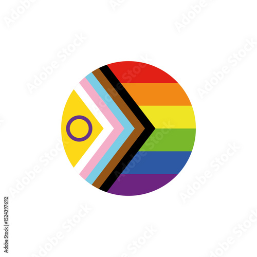 New intersex inclusive pride round flag, LGBTQ Pride round Flag vector 