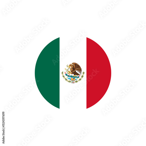 Round Mexico flag icon, Mexico Flat Rounded Flag with Transparent Background
