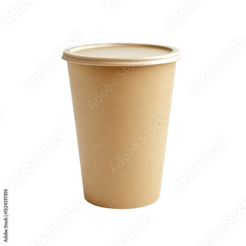 Wallpaper Mural Empty paper cup with flat lid for branding mockup. Isolated white background. Png format Torontodigital.ca