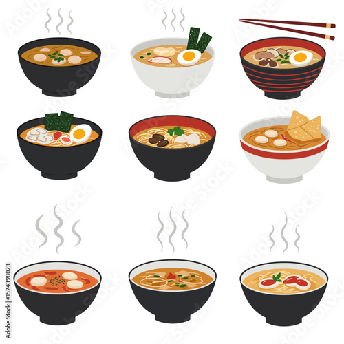 Assorted Chinese food set. Chinese noodles, fried rice, dumplings, peekin duck, dim sum, spring rolls. Famous Chinese cuisine dishes on table. Top view. Chinese restaurant concept. Asian style banquet