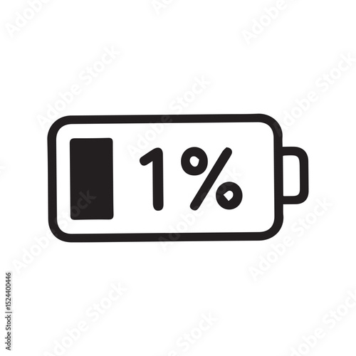 Critically Low Power One Percent Battery Charge Remaining Symbol Art