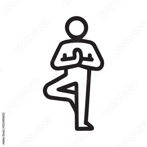 Yoga Tree Pose Silhouette Embodying Balance and Inner Harmony Illustration