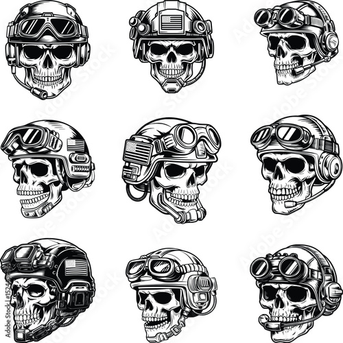 Night Vision Goggles Soldier Skull SVG Bundle, Night Vision Soldier SVG
