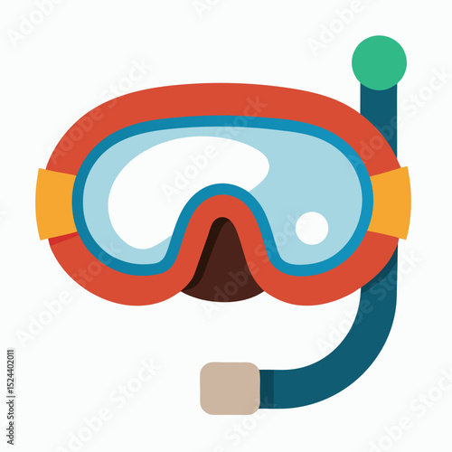 Vibrant snorkel mask vector—perfect for scuba diving ads, vacation templates, and pool party invitations.