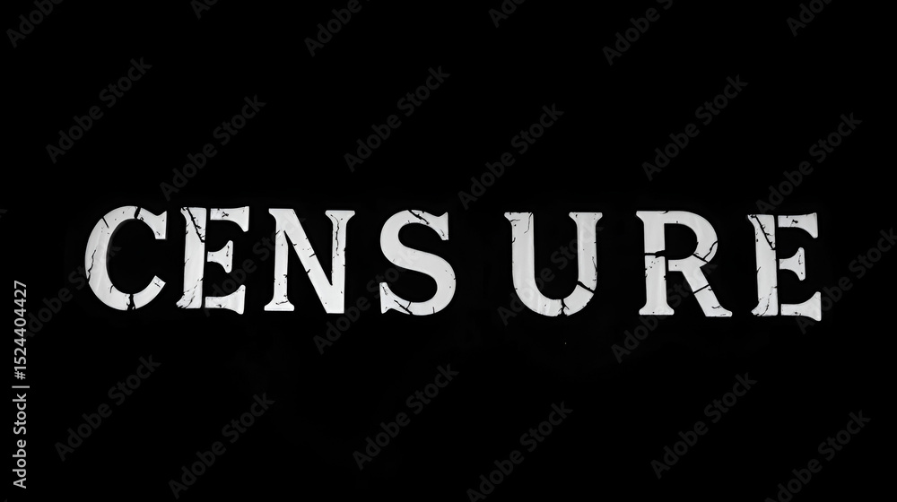 Fototapeta premium Censure word in silver on dark background representing censorship