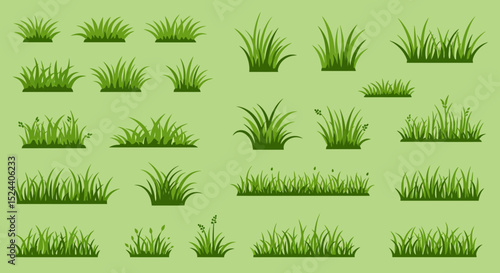 Lush Greenery An Array of Grasses Displaying Different Forms Textures and Stages of Development in Various Clumps Isolated on Background