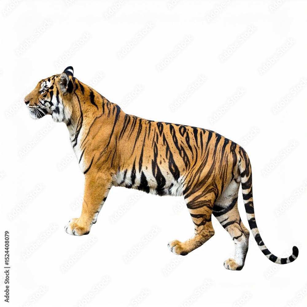 Fototapeta premium Wild tiger over white background