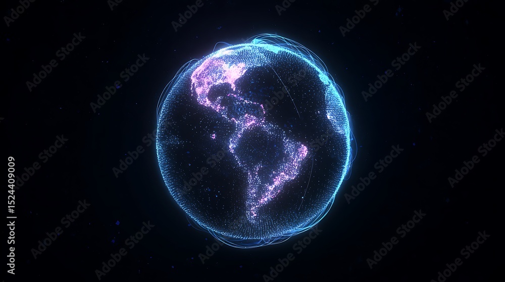 Digital Earth hologram against a dark background Digital Earth hologram against a dark background