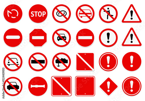 An Illustrated Guide To Navigating The Diverse World Of Red Traffic Prohibition And Warning Signs For Drivers