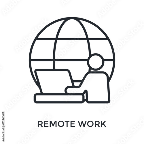 Remote Work Icon Outline Style. Vector Illustration For Graphic Design