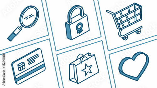 Secure Online Shopping Isometric Icons for E-commerce and Digital Security