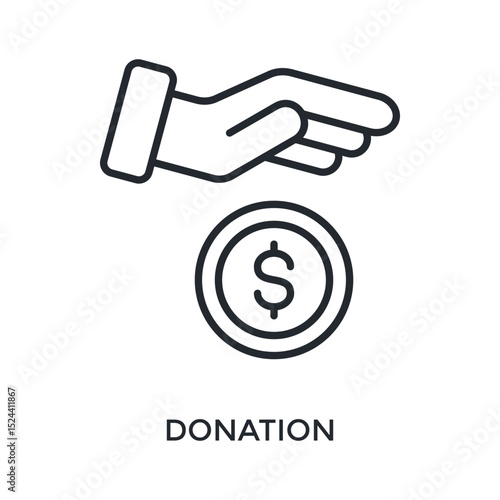 Donation Icon Outline Style. Vector Illustration For Graphic Design