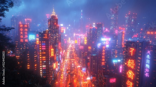 Wallpaper Mural Futuristic cityscape at night Torontodigital.ca