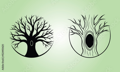 A hollow in a tree silhouette