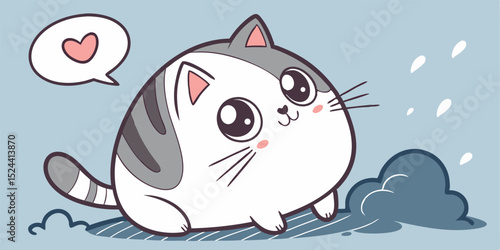 Adorable Chubby Cat Cartoon Character Design Perfect for Kids Products Branding and Cute Logo Creation