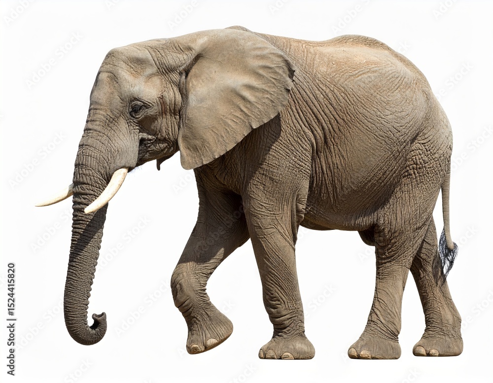 Obraz premium Wild elephant over white background