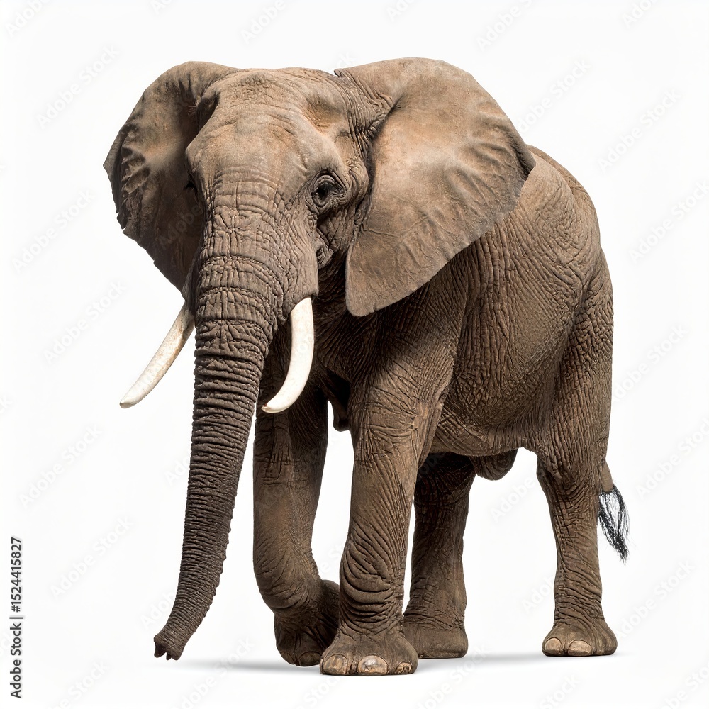 Obraz premium Wild elephant over white background