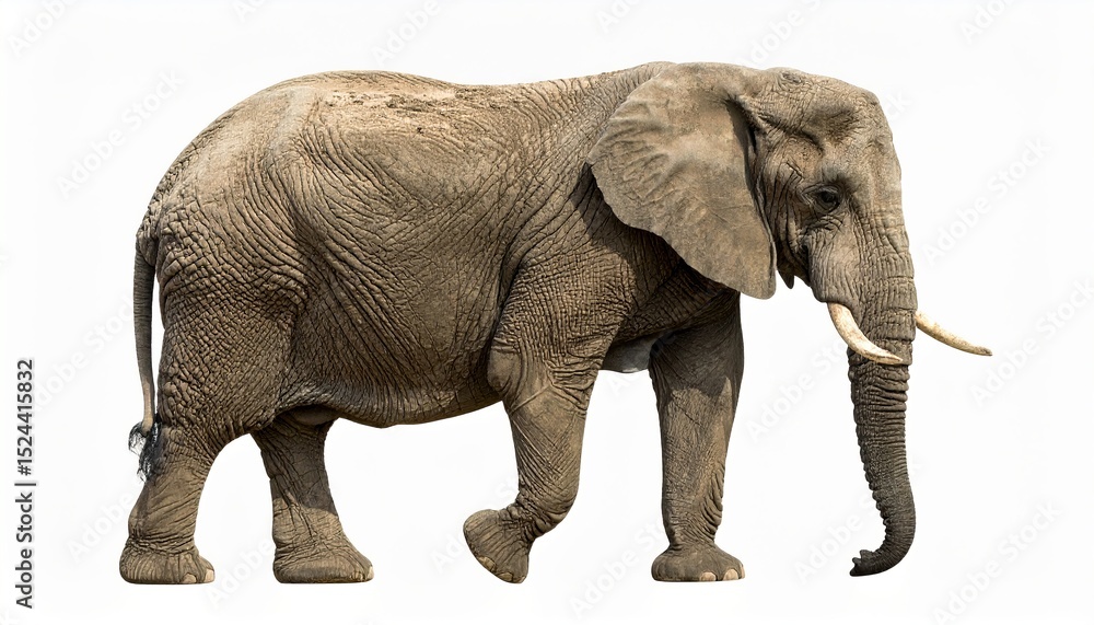 Obraz premium Wild elephant over white background