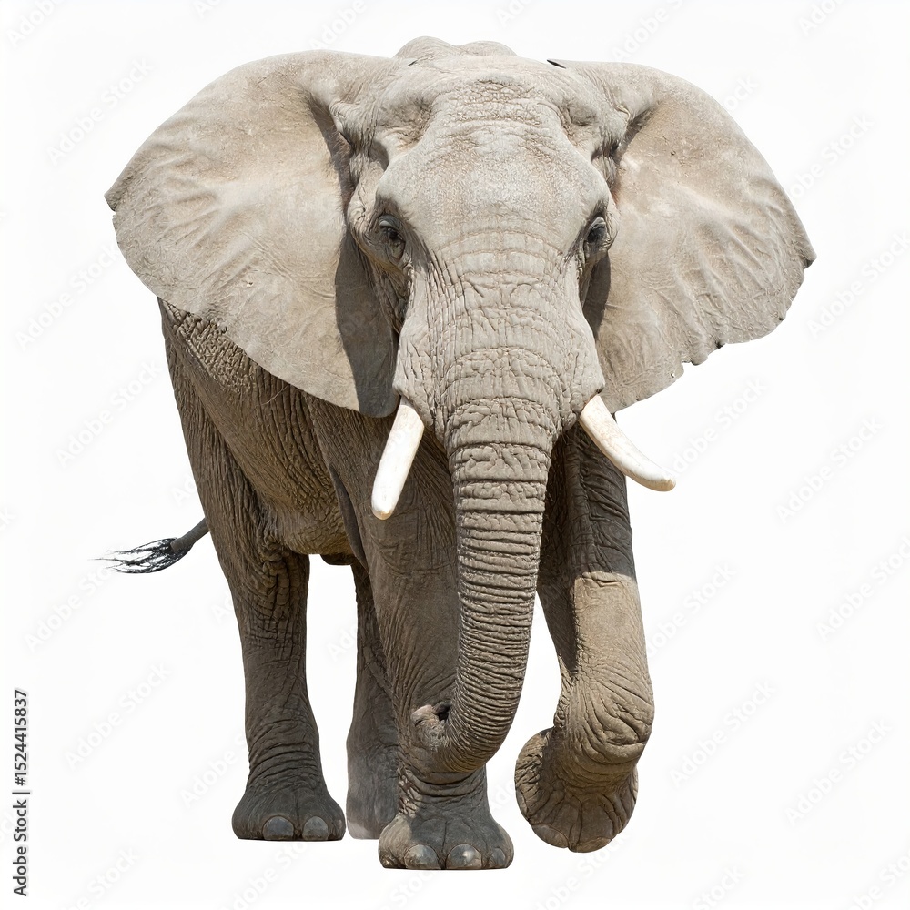 Obraz premium Wild elephant over white background