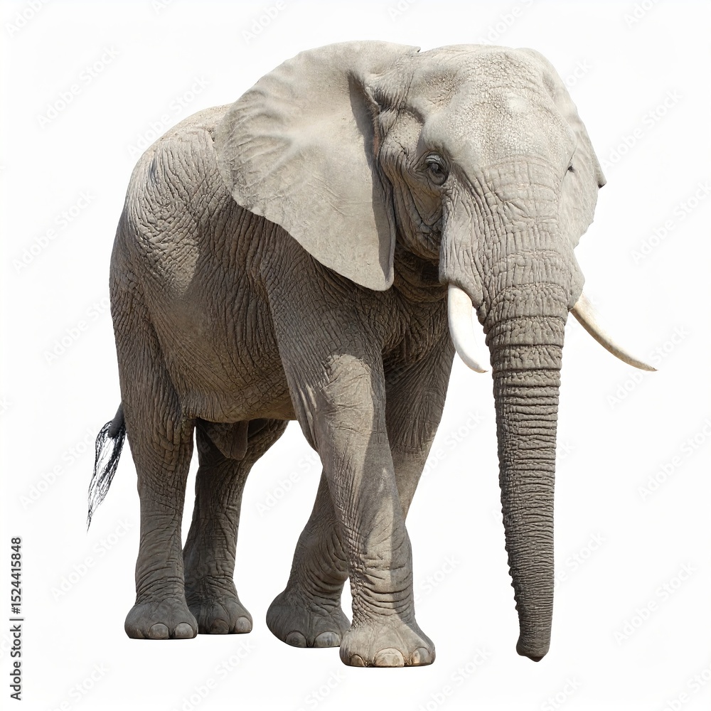 Obraz premium Wild elephant over white background