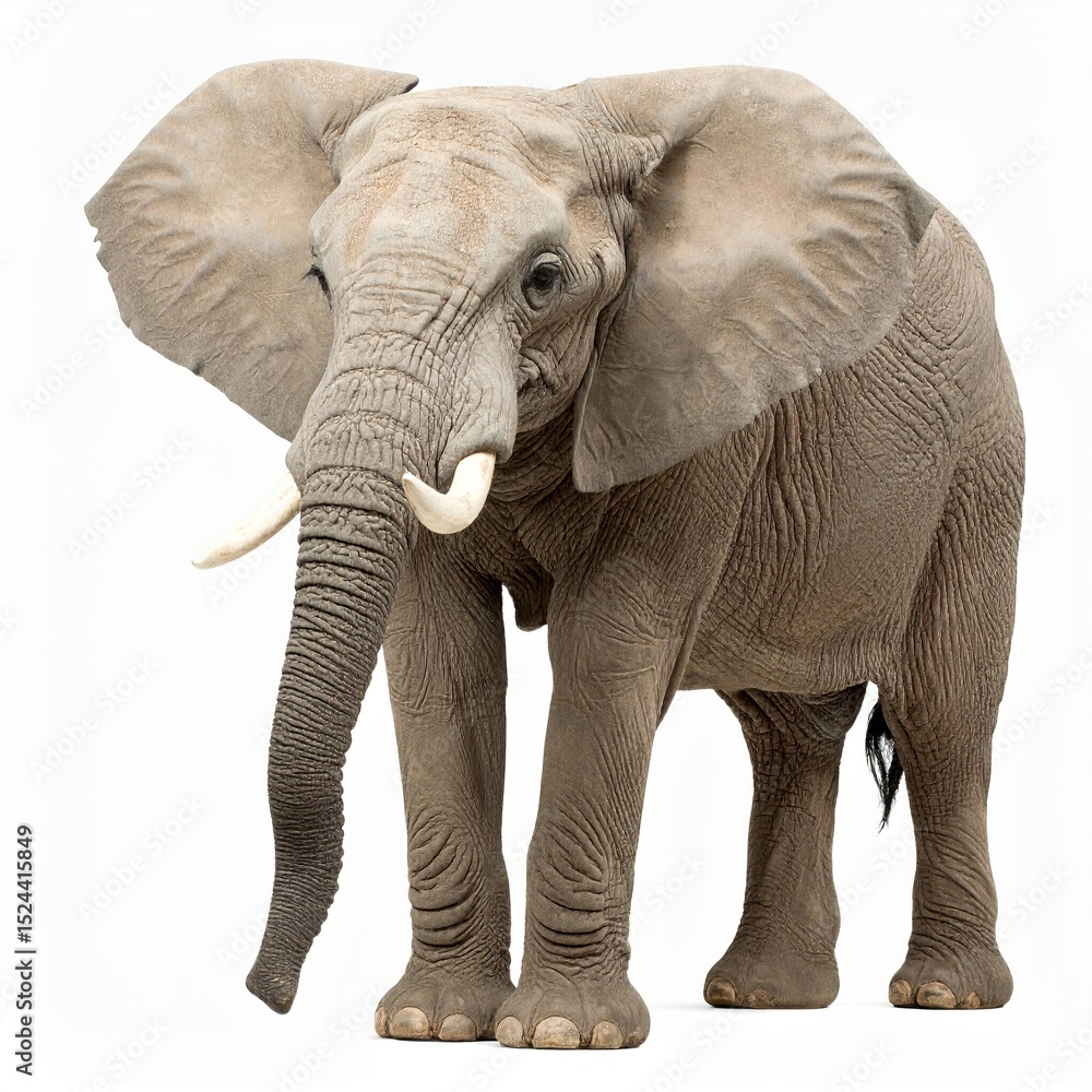 Fototapeta premium Wild elephant over white background