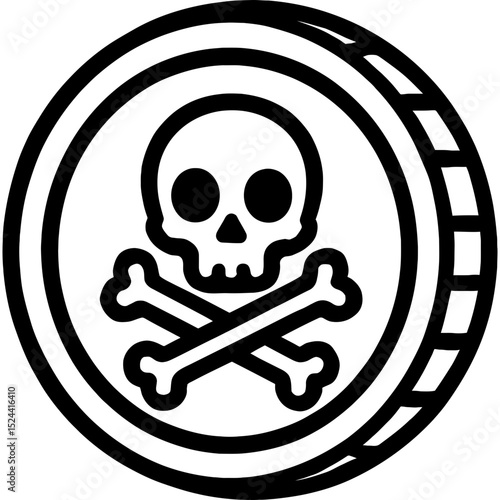 Minimal vector icon of pirate coin