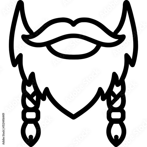 Pirate beard outline icon in vector style