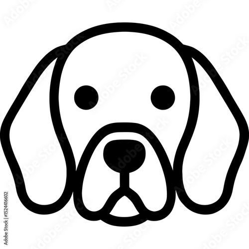 Bold outline icon of beagle's head