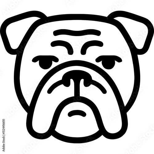 Bulldog head outline icon with bold black lines