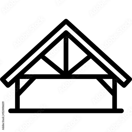 Clean vector outline of a roof truss