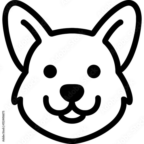 Minimalist corgi head outline icon design