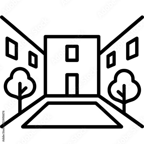 Minimalist courtyard outline icon