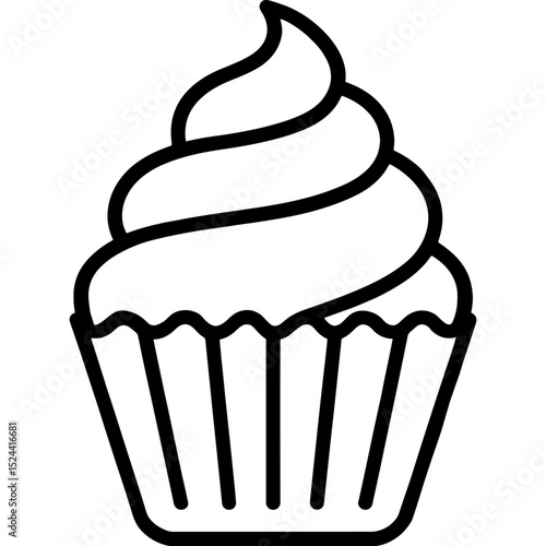 Minimalist cupcake outline icon design