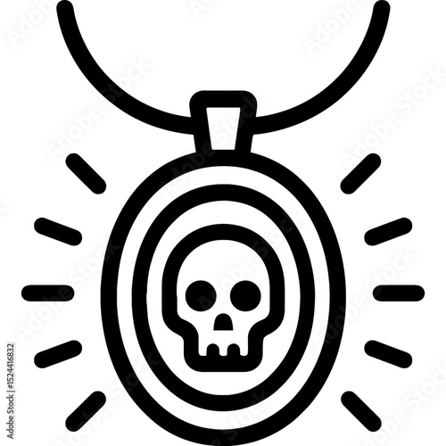 Vector icon of cursed amulet with skull element