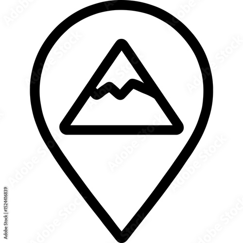 Minimal location pin with mountain icon