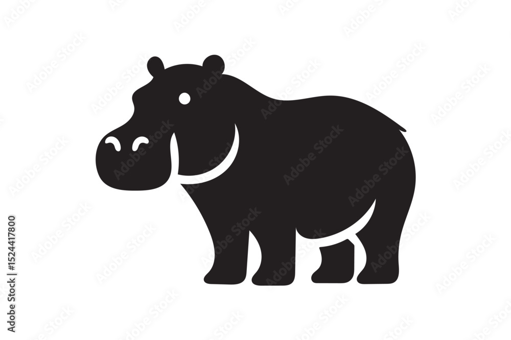 Fototapeta premium Hippopotamus icon silhouette on white background. (4)
