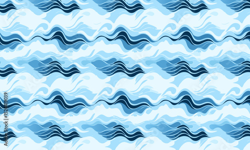 Graceful Blue Curls and Lines Decorative Pattern