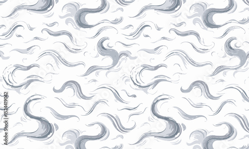 Elegant Hand-Drawn Wavy Hair Seamless Pattern