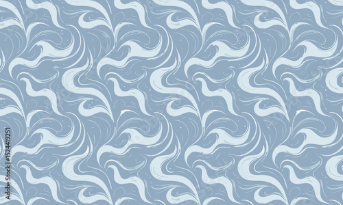Graceful Blue Curls and Lines Decorative Pattern