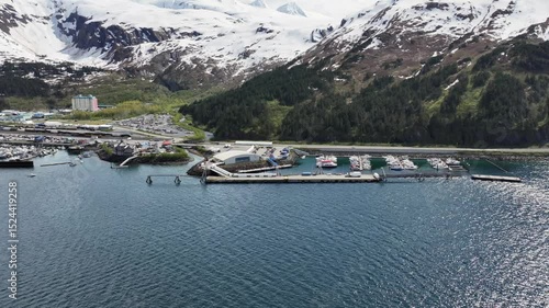 Whittier, Alaska, flying along coastline of Whittier from 