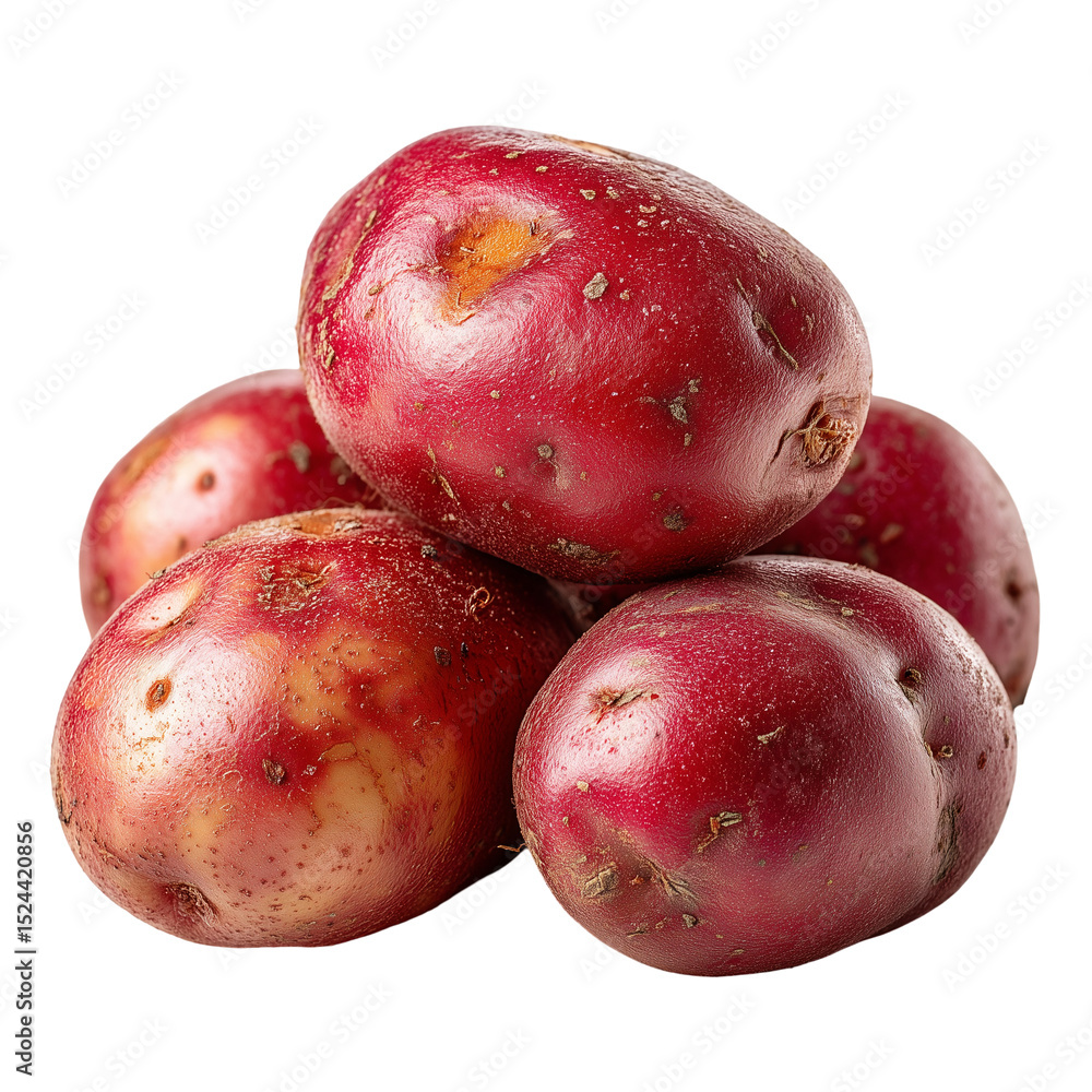 Obraz premium Fresh red potatoes raw food ingredient produce nutrition vegetarian diet isolated on transparent background