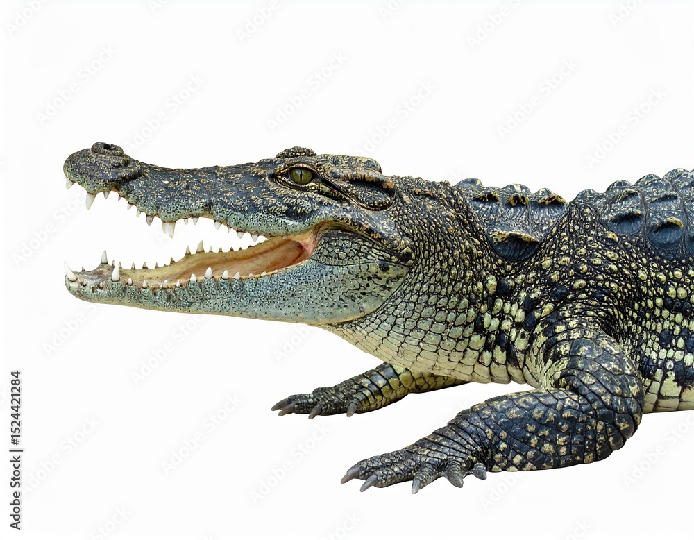 Fototapeta premium Wild crocodile or alligator over white background