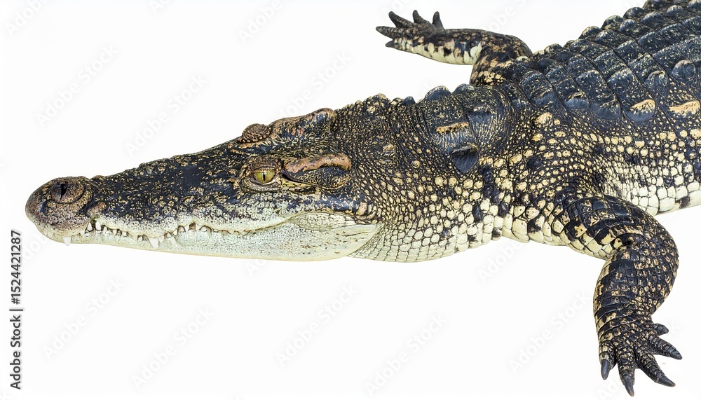 Fototapeta premium Wild crocodile or alligator over white background