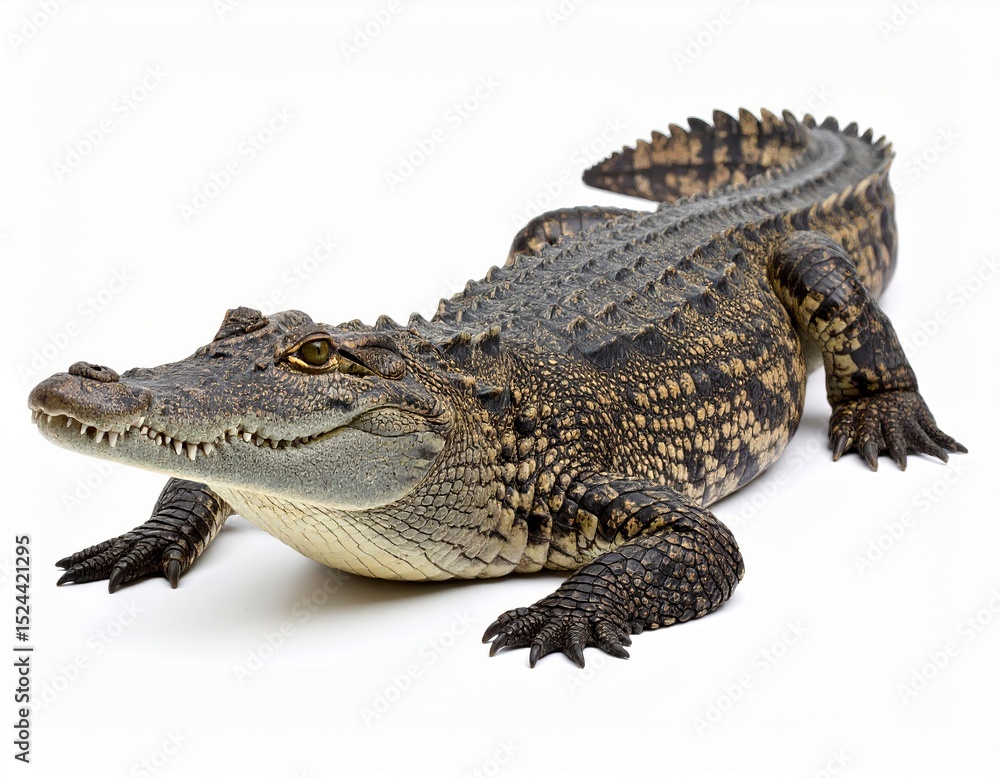 Fototapeta premium Wild crocodile or alligator over white background