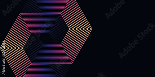 Tableau sur toile Abstract background with glowing hexagon geometric lines