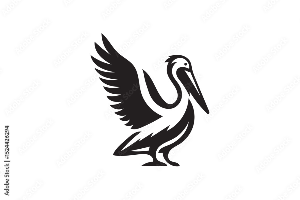 Fototapeta premium Pelican icon silhouette on white background .
