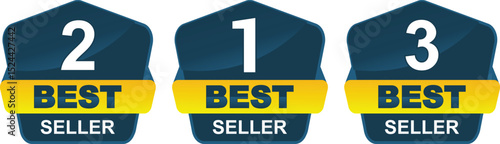 Number One Two Three Best Seller Badge Sign – Vector Design Set